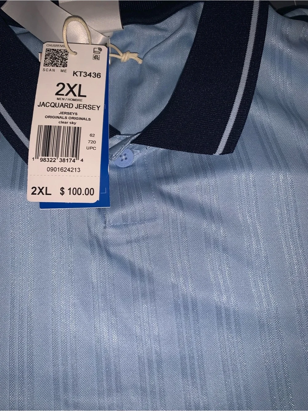 Adidas x Oasis Tour Jacquard Jersey Shirt Light Blue Live 25 Size: 2X-Large